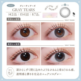 LARME Silicone Hydrogel 1 Day W MOIST Axis Lock Gray Tears ラルムシリコンハイドロゲルダブルモイストUV グレーティアーズ