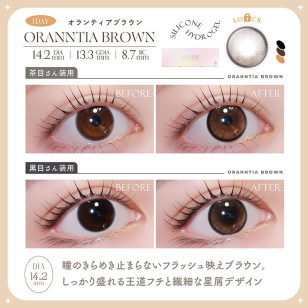 LARME Silicone Hydrogel 1 Day W MOIST Axis Oranntia Brown ラルムシリコンハイドロゲルダブルモイストUV オランティアブラウン